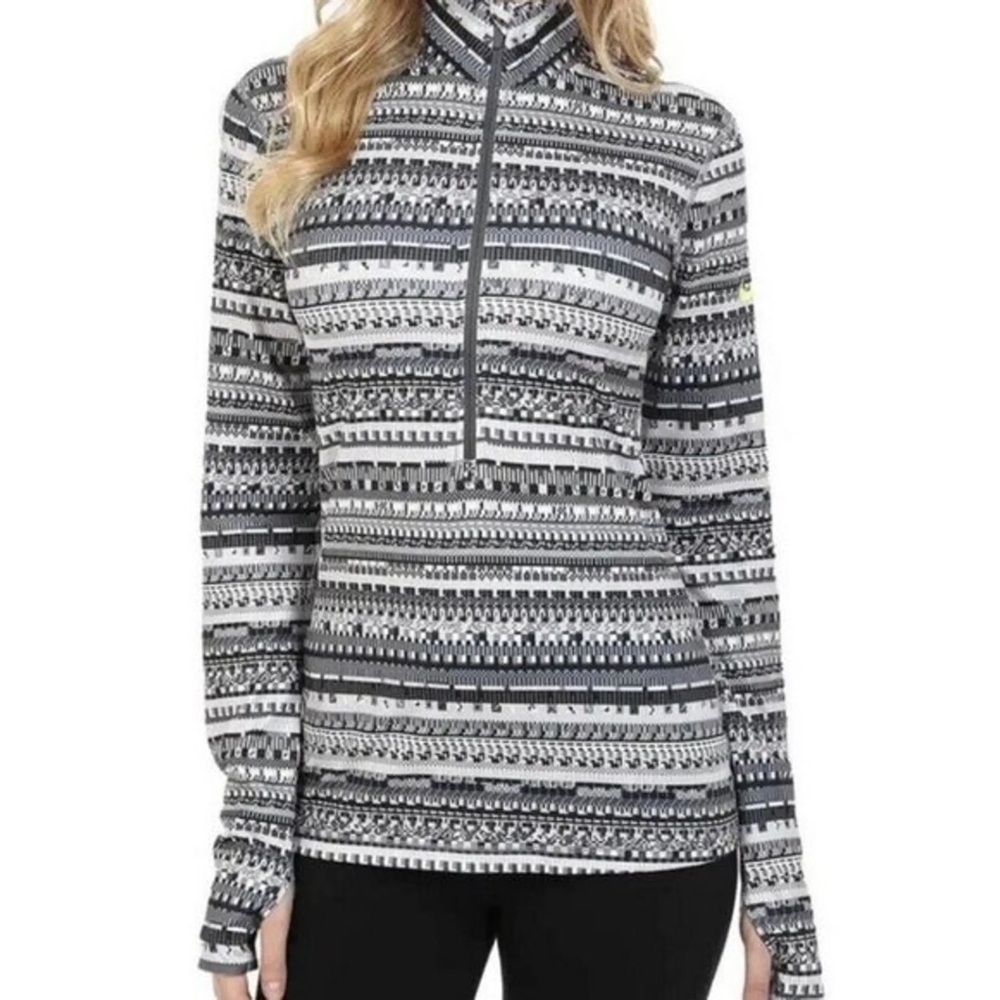 Nike Black and Gray Patterned Long Sleeve Top